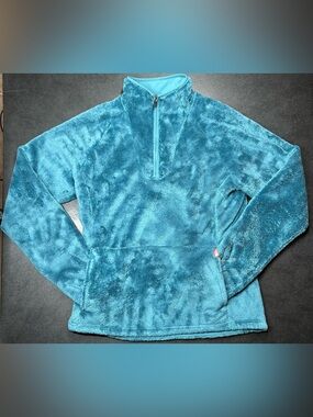 The North Face Women’s Size M Furry Teal Blue Fleece 1/4 Zip Jacket